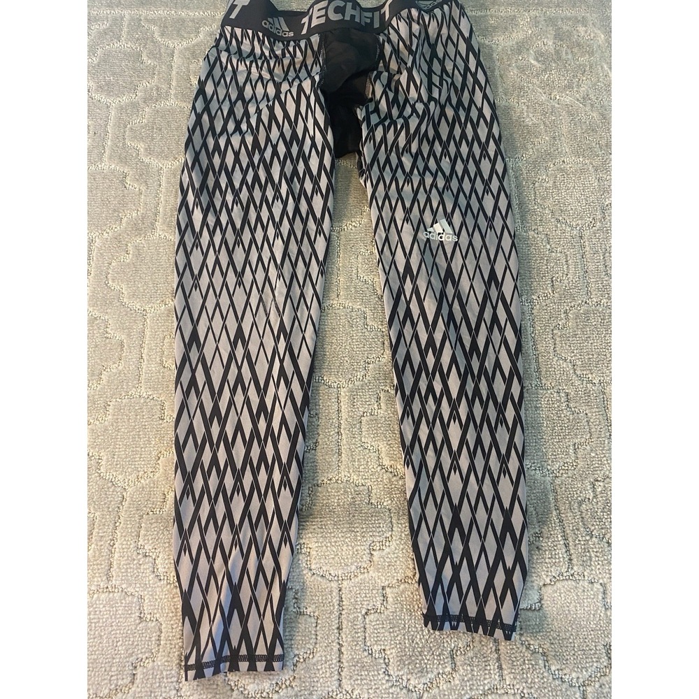 Adidas Techfit Climalite Compression Leggings Gray Black‎ Geometric Gym Small